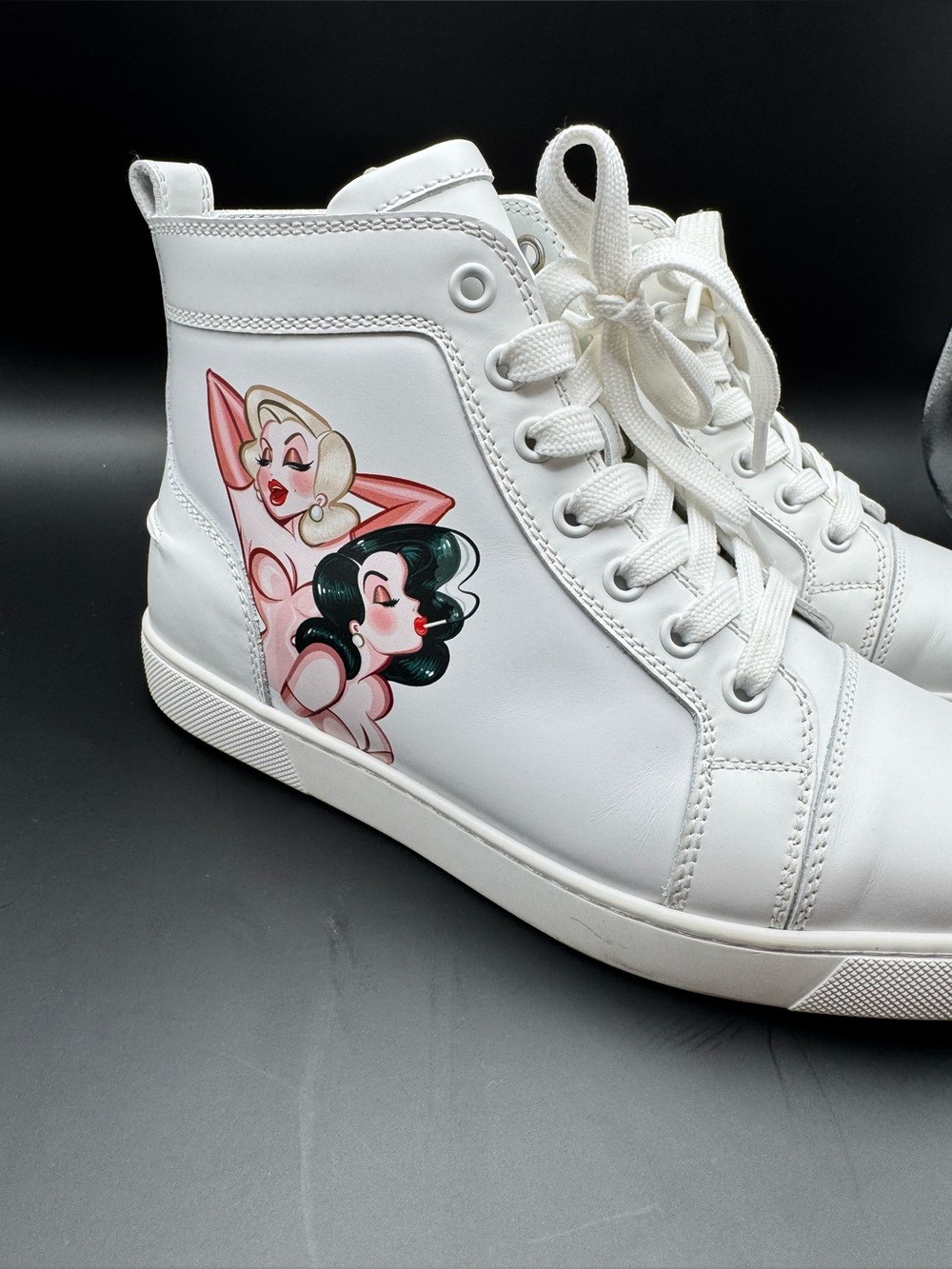 Christian Louboutin Loupin Up Donna Pin Up White Hi Top Sneakers EU 37.5
